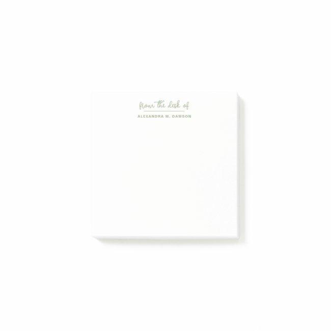 From The Desk Of Modern Minimalist Sage Green Post-it Notes