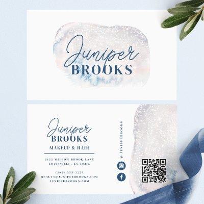 Frosted Blue Glitter Social Media QR Code