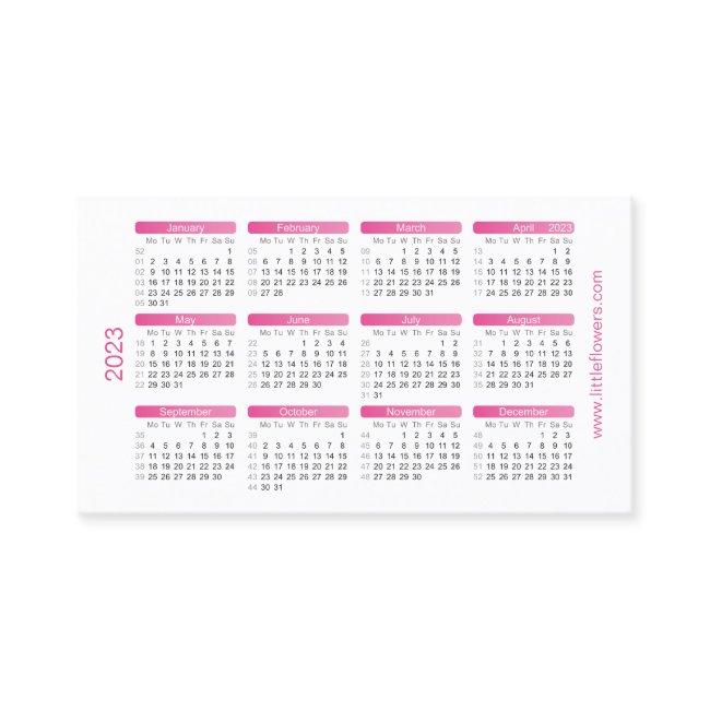 Fuchsia Mini Calendar 2023 with Logo Template
