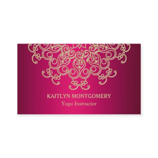 Fuchsia Pink and Gold Ornate Sunburst Mandala