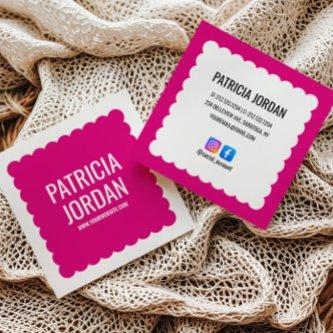Fuchsia Pink Wave Simple Social Media Icons Square
