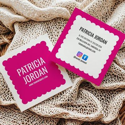 Fuchsia Pink Wave Simple Social Media Icons Square