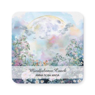 *~*Full Moon Flowers QR Floral AP70 Ethereal Blue Square