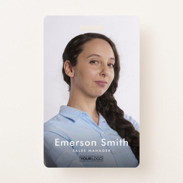 Full photo custom logo employee name title id badge