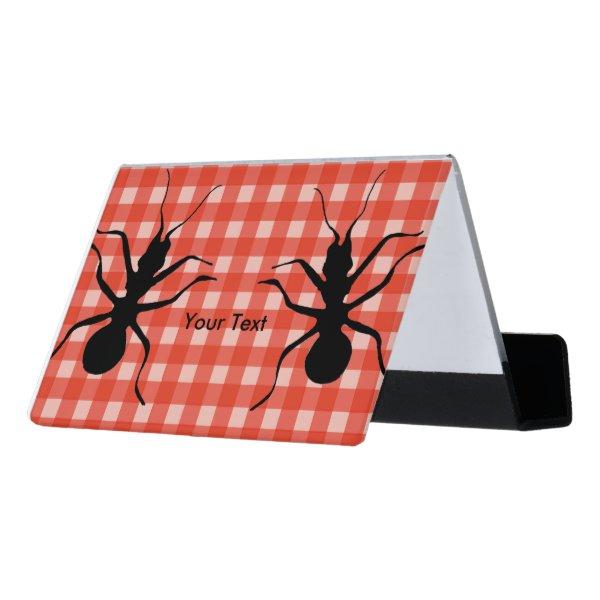 Fun Big Black Ants on Picnic Table Cloth Plaid Desk  Holder