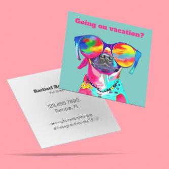 Fun Bright Colorful Dog Custom Pet Sitter Square