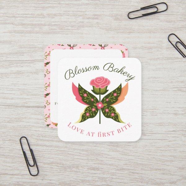 Fun Butterfly Blossom Floral Garden Bakery Cupcake Square