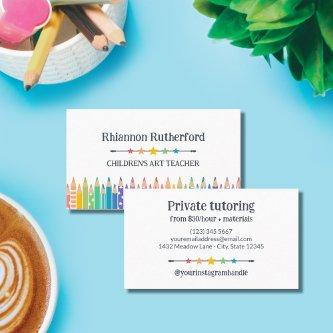 Fun Colored Pencils & Stars Art Teacher Tutor