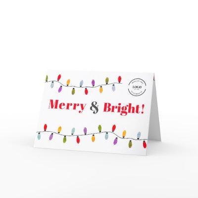 Fun colorful Merry & Bright Business logo Holiday Card