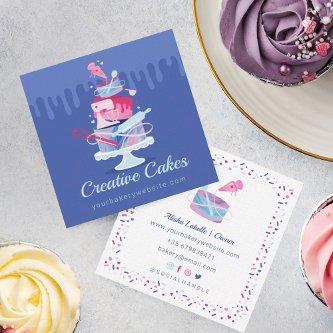Fun Colorful Pastry Cakes Bakery & Tools Pink Drip Square