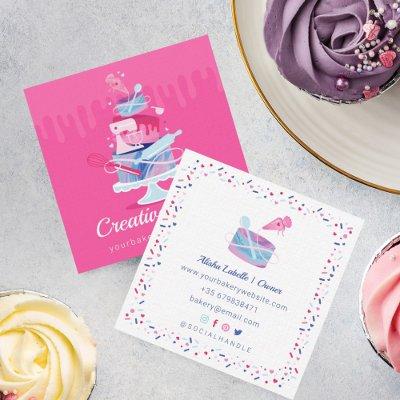 Fun Colorful Pastry Cakes Bakery & Tools Pink Drip Square