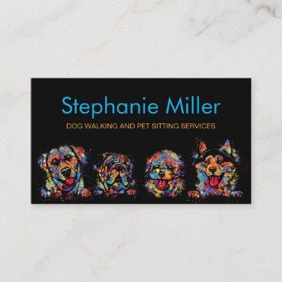 Fun Colorful Splatter Dogs - Dog Walker /Sitter