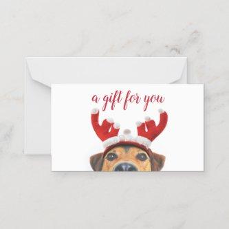 Fun Cute Dog Reindeer Headband Christmas Gift Card