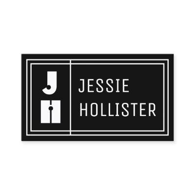 Fun Geometric Modern Initials & Name | Black
