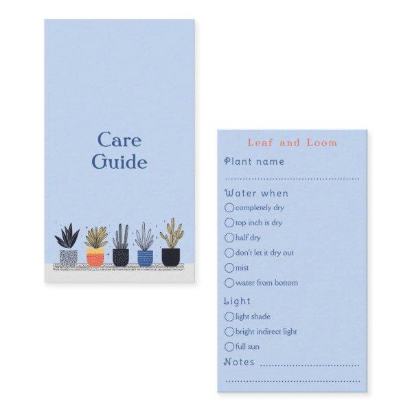 Fun house plants Care Guide Shop Orders Enclosure Card