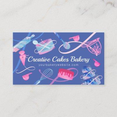Fun Pink Blue Marble Bakery Cakes Tools & Utensils