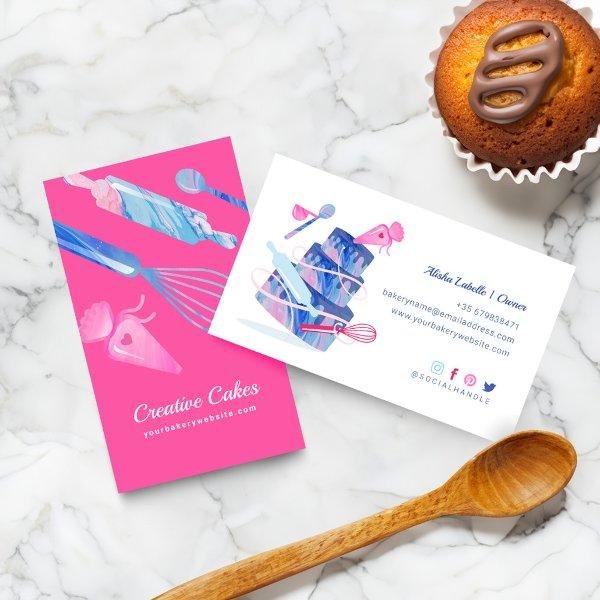 Fun Pink Blue Marble Bakery Tools & Utensils Pink