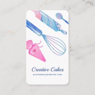 Fun Pink Blue Marble Bakery Tools & Utensils White