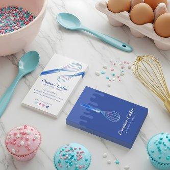 Fun Pink Blue Marble Bakery Whisk Blue