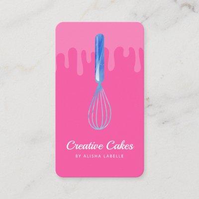 Fun Pink Blue Marble Bakery Whisk Pink