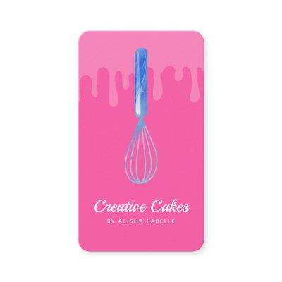 Fun Pink Blue Marble Bakery Whisk Pink