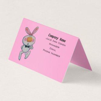Fun White Bunny Rabbit Thumbs Up Sign Pink