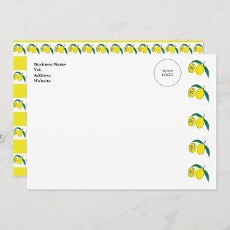 Fun Yellow Lemon business name & Logo Note Card