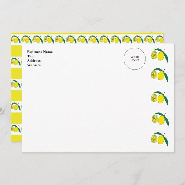 Fun Yellow Lemon business name & Logo Note Card