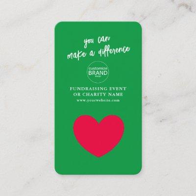 Fundraising Charity Event Green Logo Photo Card