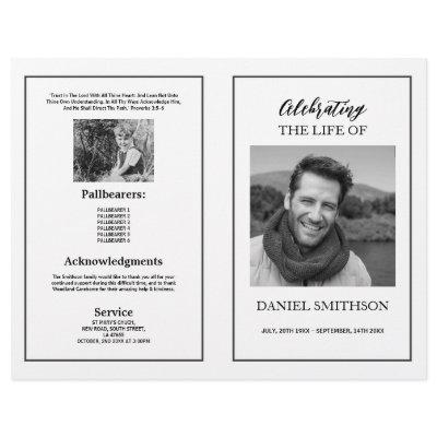 Funeral Order of Service Celebrating Black White Flyer