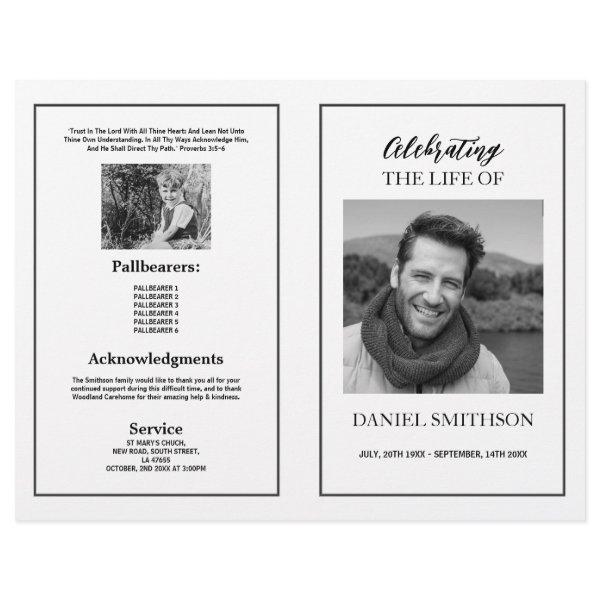 Funeral Order of Service Celebrating Black White Flyer