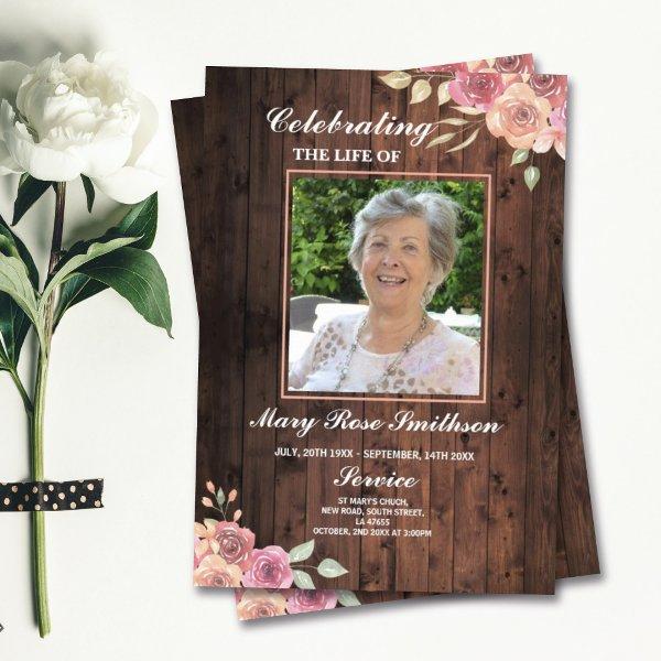 Funeral Order of Service Celebration of Life Peach Flyer