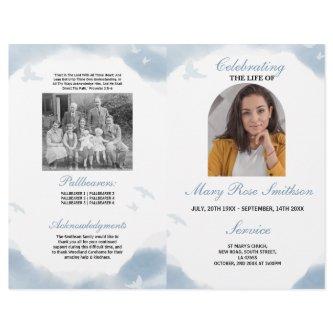 Funeral Order of Service Life Clouds Birds  Flyer