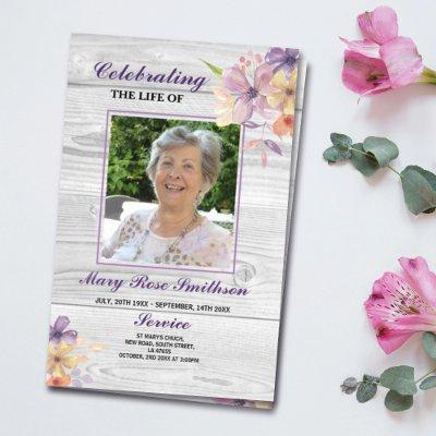 Funeral Order Service Celebration of Life Purple  Flyer
