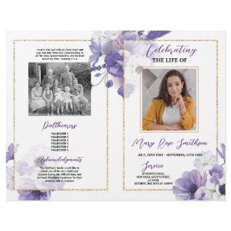 Funeral Order Service Celebration of Life Purple Flyer