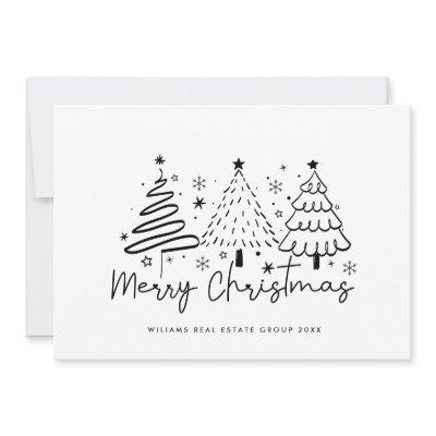 Funky Hand Drawn Whimsical Christmas Corporate Holiday Card