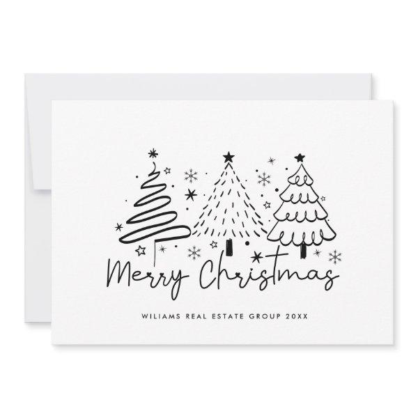 Funky Hand Drawn Whimsical Christmas Corporate Holiday Card