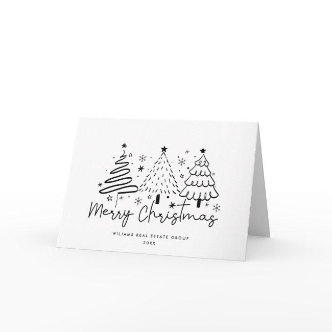 Funky Hand Drawn Whimsical Christmas Corporate Holiday Card