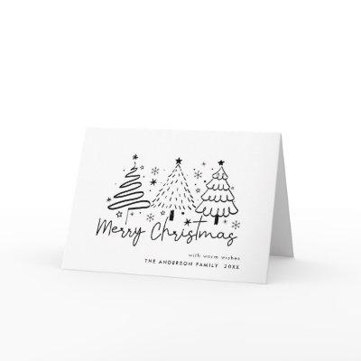 Funky Hand Drawn Whimsical Christmas Holiday Card