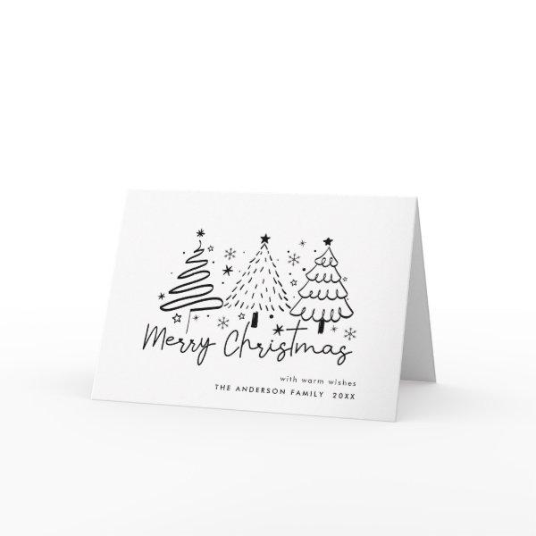 Funky Hand Drawn Whimsical Christmas Holiday Card