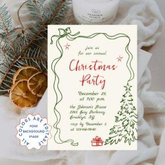 Funky Hand Drawn Whimsical Christmas Holiday Party Invitation