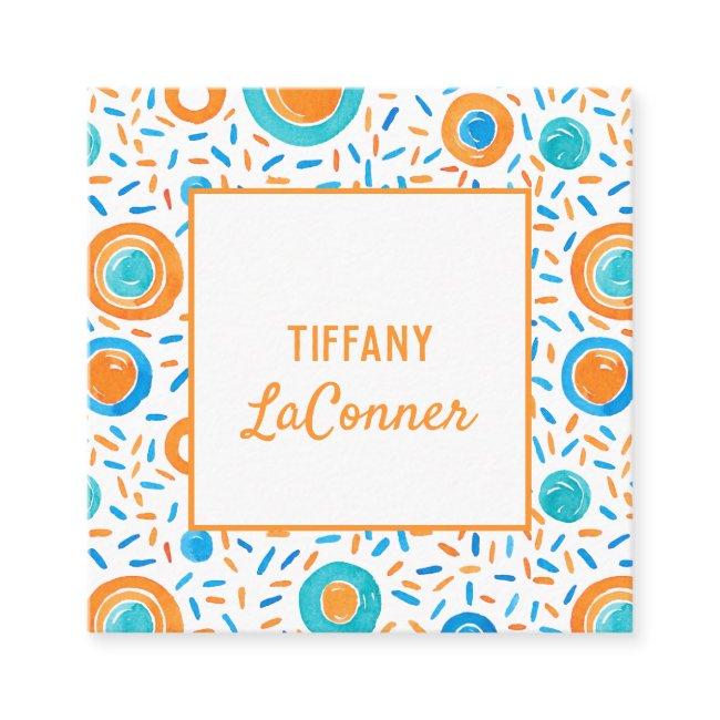 Funky Orange and Blue Shapes Square