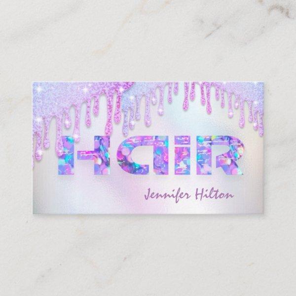 Funky retro  holographic glittery drips hair