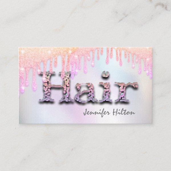 Funky retro  holographic glittery drips hair