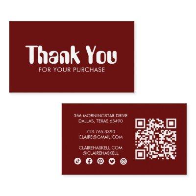 Funky Script Chic Wine Order Thank You Minimal QR