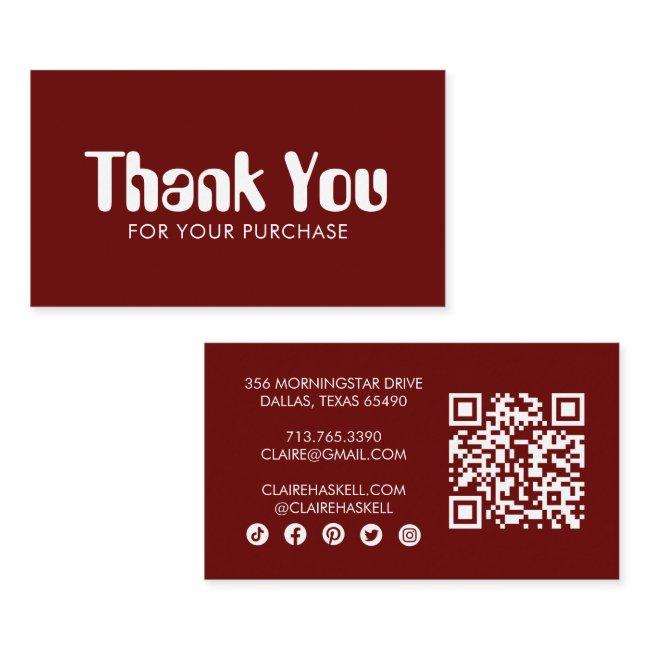 Funky Script Chic Wine Order Thank You Minimal QR