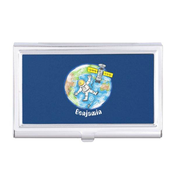 Funny astronaut in space and earth cartoon  case