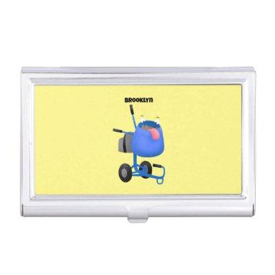 Funny blue cement mixer cartoon illustration  case