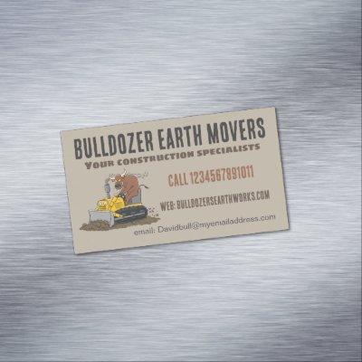 Funny bull driving bulldozer construction business  magnet