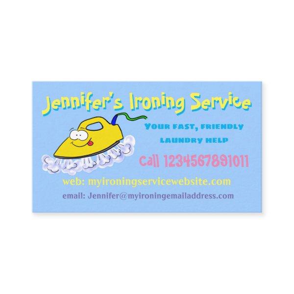Funny cartoon ironing laundry service